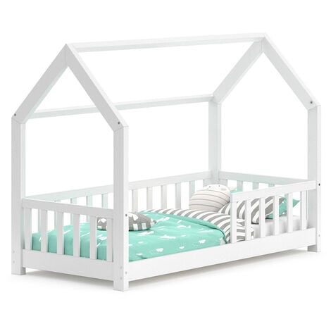 Kinderbett „Wiki“ 160x80cm Weiß mit Rausfallschutz VitaliSpa