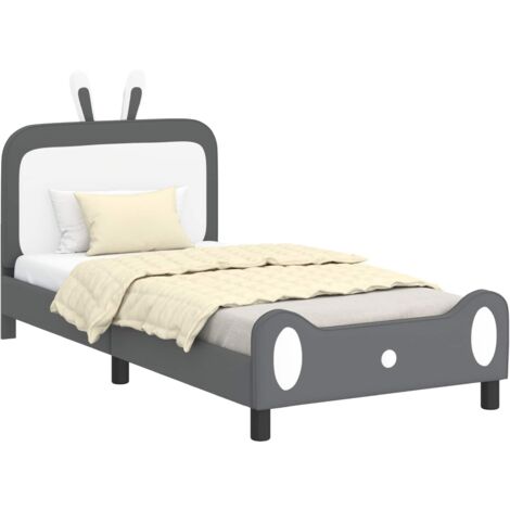 Kinderbettgestell mit Kopfteil Hellgrau 90 x 200 cm PU vidaXL