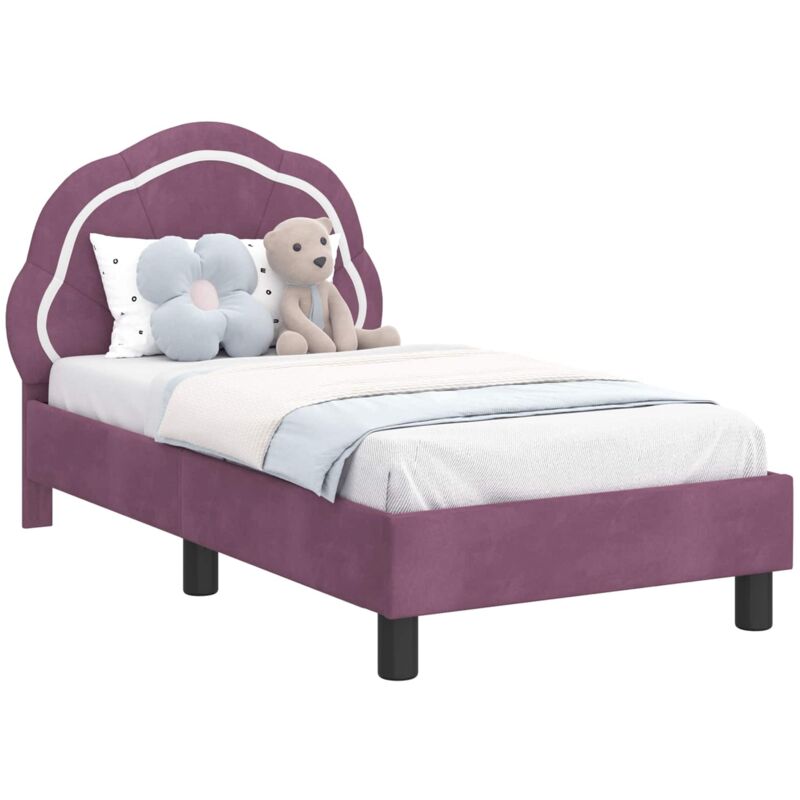 Kinderbettgestell Mit Kopfteil Lila 70 X 140 Cm Samt Vidaxl