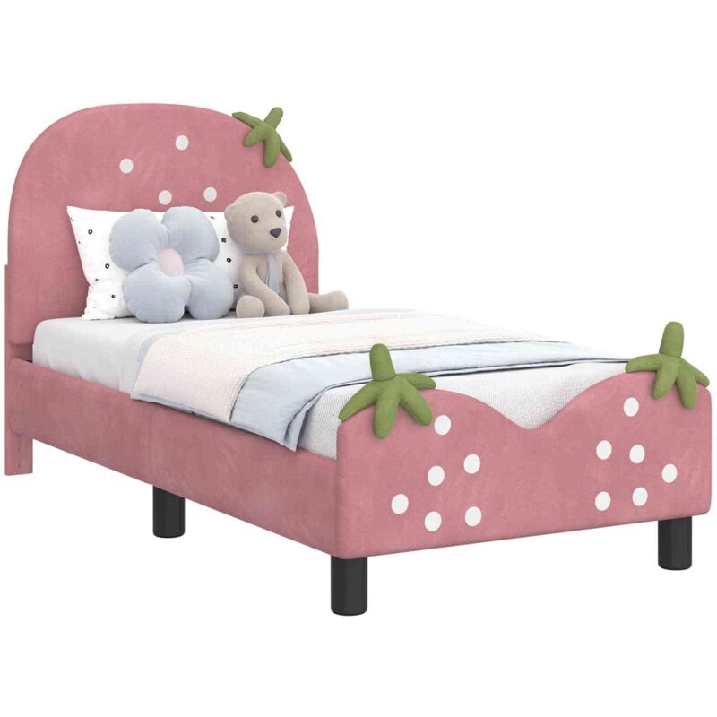 Kinderbettgestell Mit Kopfteil Rosa 70 X 140 Cm Samt Vidaxl
