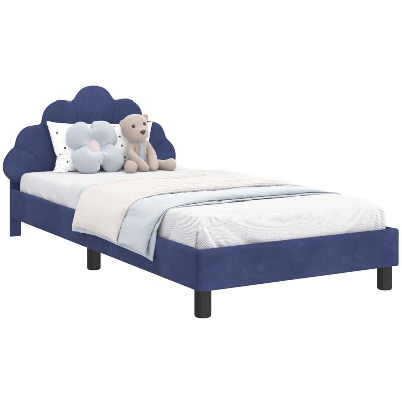 Kinderbettgestell Mit Kopfteil Polizeiblau 90 X 190 Cm Samt Vidaxl
