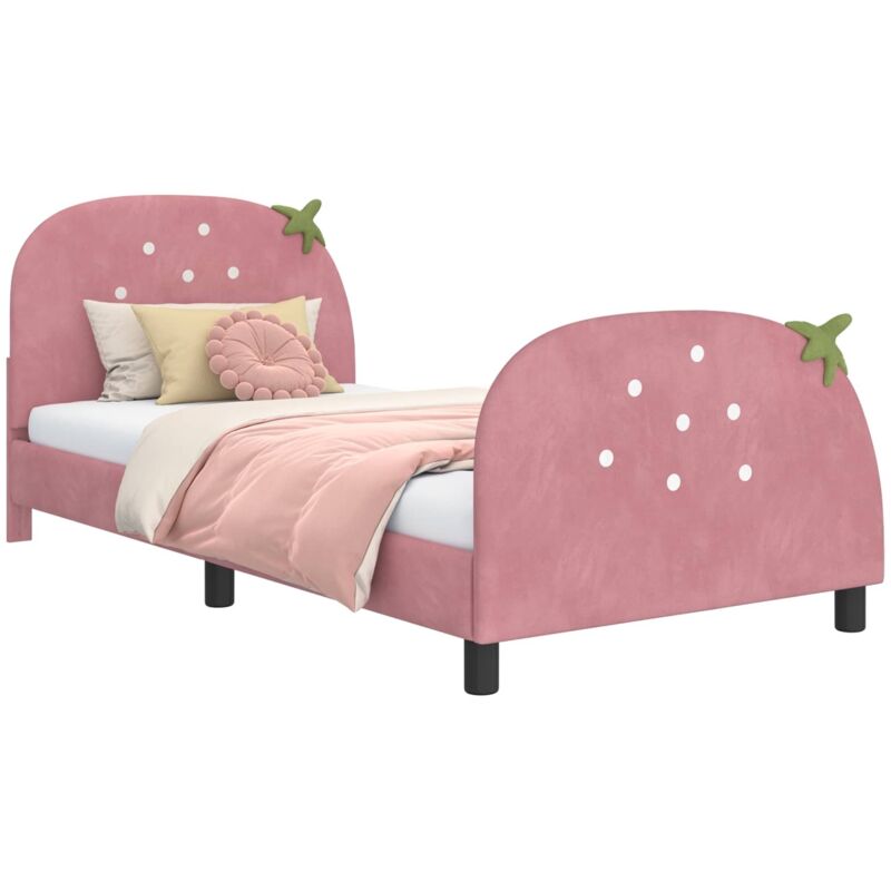 Kinderbettgestell Mit Kopfteil Rosa 80 X 200 Cm Samt Vidaxl