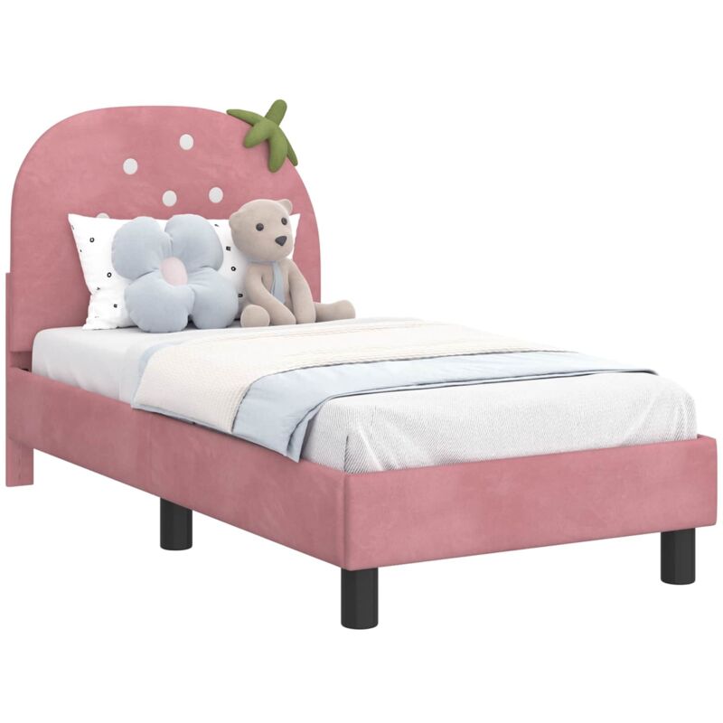Kinderbettgestell Mit Kopfteil Rosa 70 X 140 Cm Samt Vidaxl