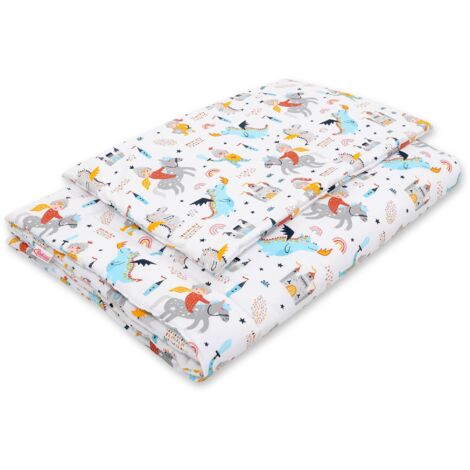 Kinderbettwäscheset mit Füllung 120x90cm - Ritter und Drachen