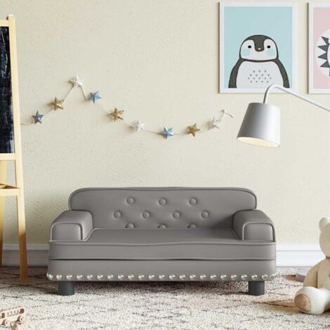 Kindercouch grau 70x45x30 cm Kunstleder