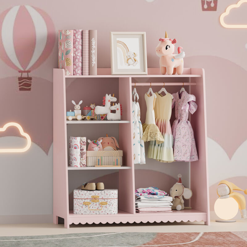 Kindergarderobe Vestnes 90x80x38 Cm Cotton Candy/weiß [en.casa]