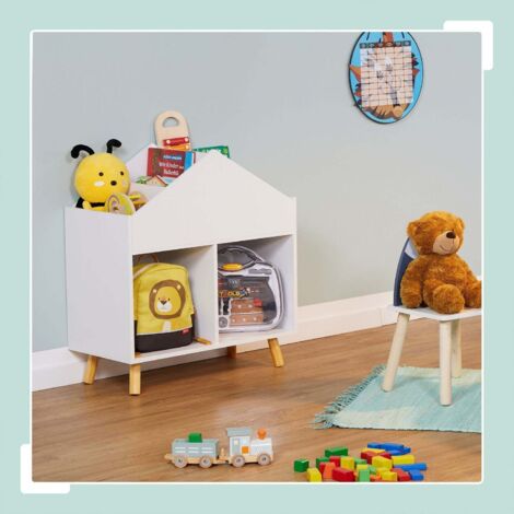 Kinderhausformiges bucherregal mit 6 fachern