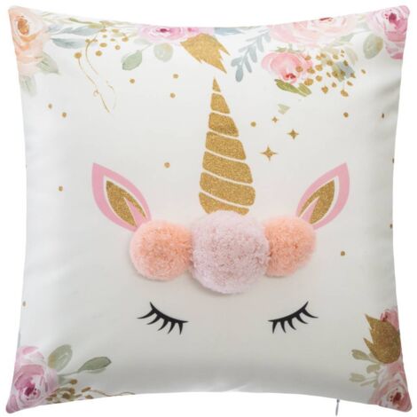 Kinderkissen Licorne - Pompons - 39x39 cm