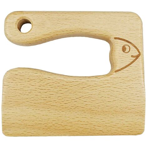 Kinderkochmesser aus Holz, Sicherheitsmesser in Kinderfischform, Kinderkochmesser