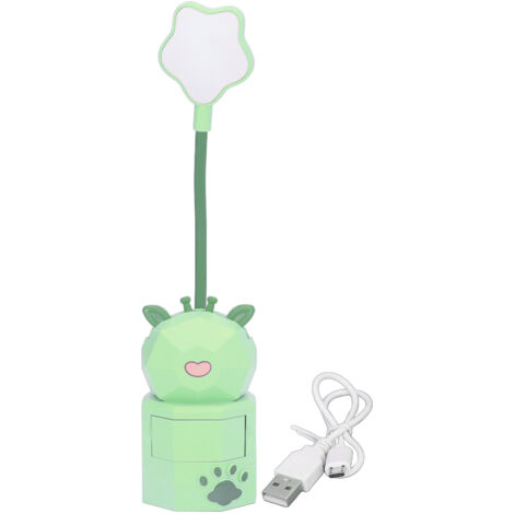 Kinderlampe, warmes Licht, USB-Anschluss, niedliches Design, 360° flexibel, sicheres Material, grünes Nachtlicht