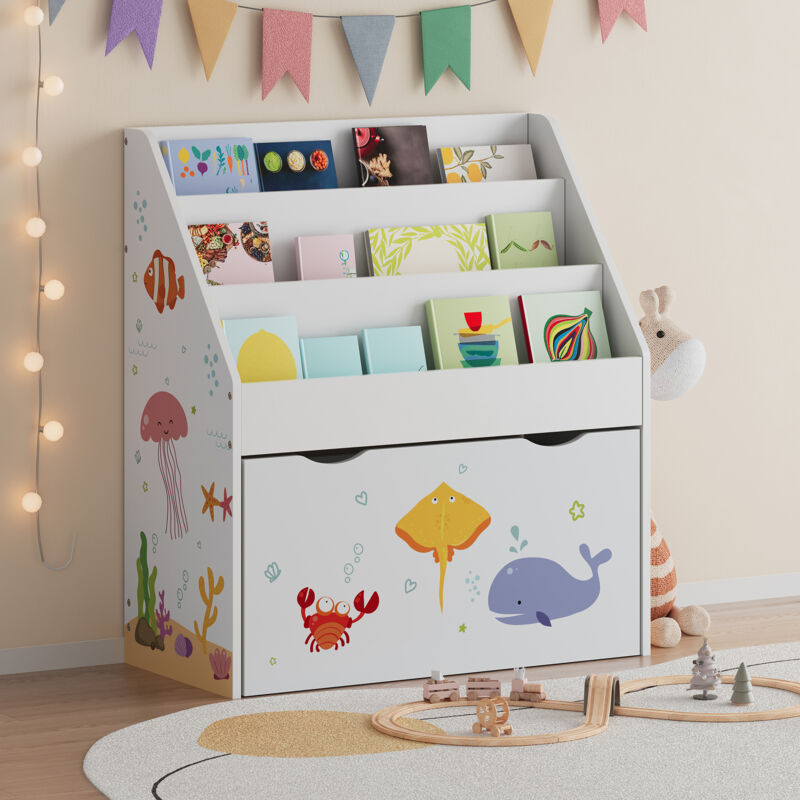 Kinderregal Aarnskona 70x63x30 Cm Aqua Dream Motiv [en.casa]