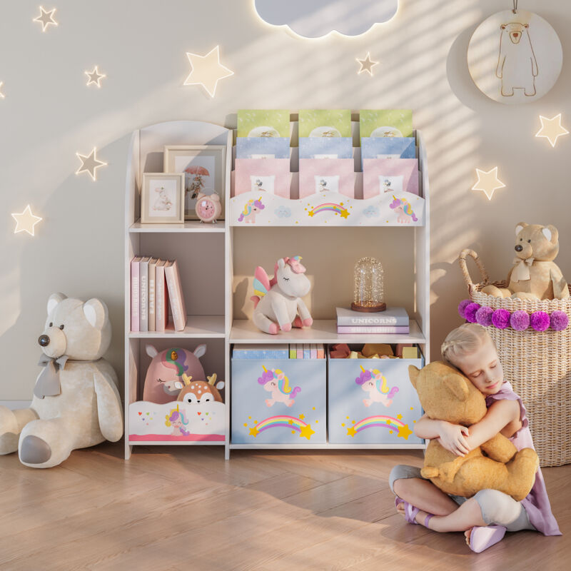 [en.casa] - Kinderregal Lysekil 100x93x30 Cm Mit Einhorn Motiv