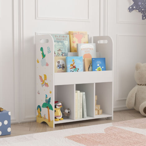 Kinderregal Røyrvik 75x62x29 cm mit Dinosaurier Motiv [en.casa]