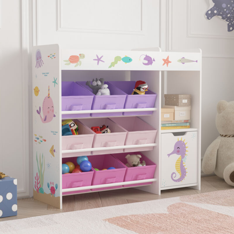 Kinderregal Søndreland 80x90x30 Cm Mit Ozean Motiv [en.casa]