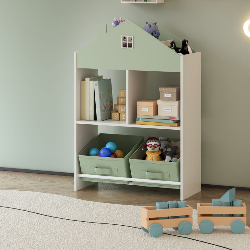 [en.casa] - Kinderregal Vipsali 90x60x27 Cm Mintgrün/weiß