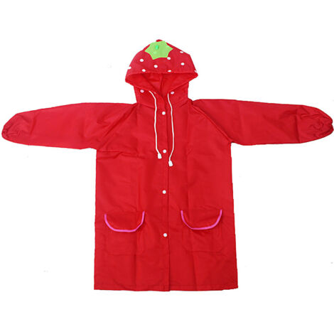 Kinderregenmantel mit buntem Tiermotiv, umweltfreundlich, rot
