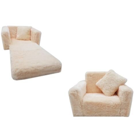 Kinderschlafsofa und Gästebett in einem - 100cm x 36cm x 25cm - beiger Plüsch
