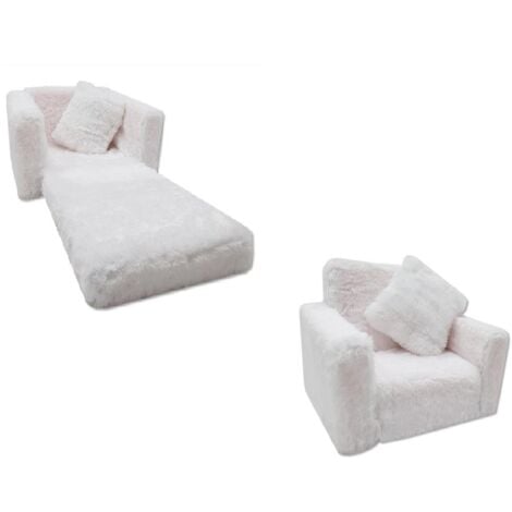 VIKING CHOICE Kinderschlafsofa und Gästebett in einem - 100cm x 36cm x 25cm - weißer Plüsch