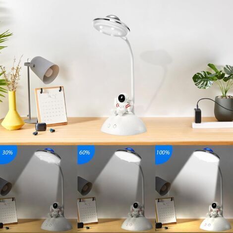 Kinderschreibtischlampe – Astronaut – LED – mit Handyhalterung und Projektor – Helligkeit einstellbar – wiederaufladbar – Augenschutz – Leselampe