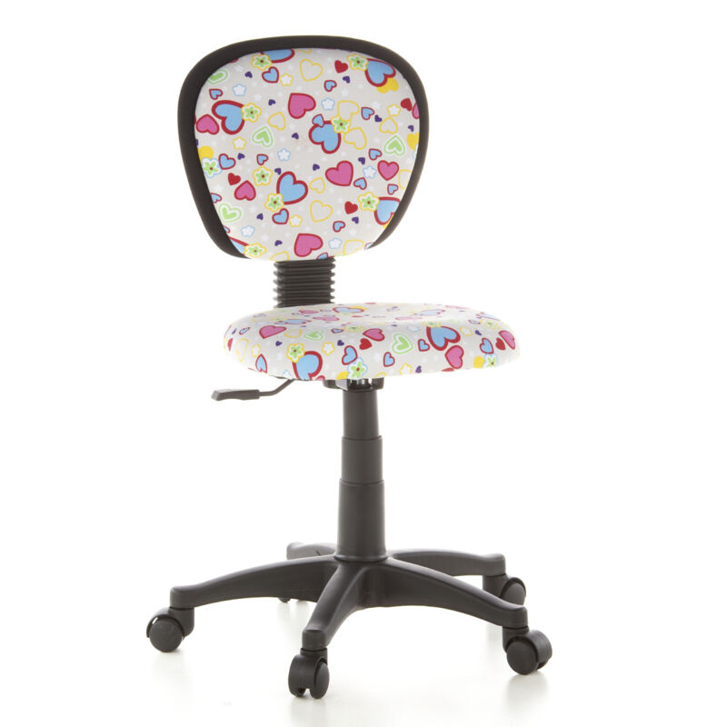 Kinderschreibtischstuhl / Kinderstuhl Kiddy Top Flowers & Hearts Stoff Rosé Hjh Office