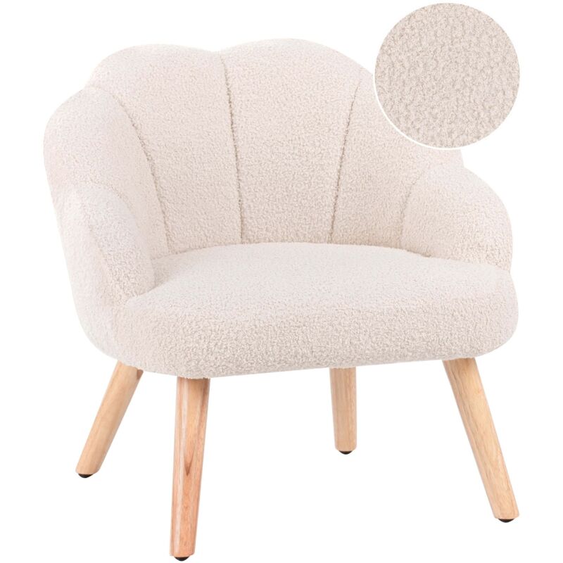 Beliani Kindersessel Hellbeige Bouclé Polsterung Holzbeine Kinderstuhl