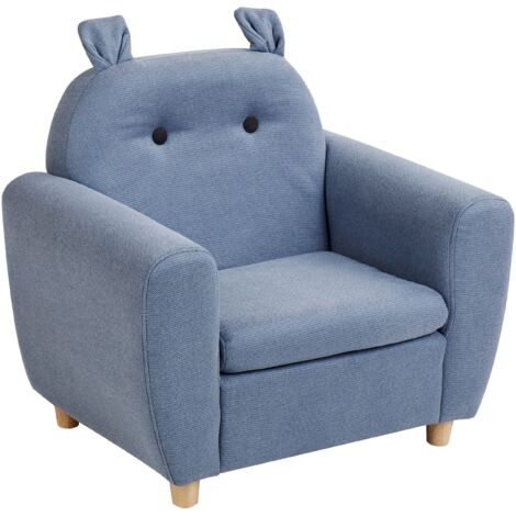 Kindersessel Nilpferd MARIBO Stoff Blau