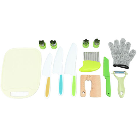 Kindersichere Küchenmesser – Set mit Schneidebrett und Sparschäler zum Kochenlernen