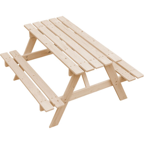 Kindersitzgarnitur aus naturholz- H50 x 90 x 90 cm - Stabile Kinderpicknickbank - TIMBELA M018-1