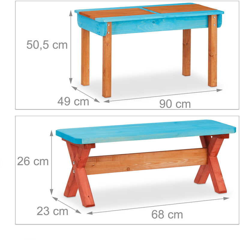 Kindersitzgruppe Garten Holz Spieltisch Set Aus Tisch 2x