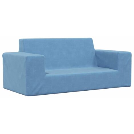 Kindersofa 2-Sitzer Blau Weich Plüsch vidaXL