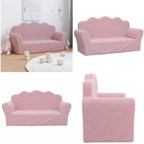 Kindersofa 2-Sitzer Rosa Weich Plüsch - Kindercouch - Rosa Couch - Kuschel Sofa - Spielsofa - Kinderzimmersofa - Home & Living
