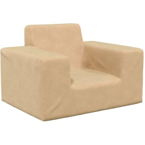 Kindersofa Creme Weich Plüsch vidaXL