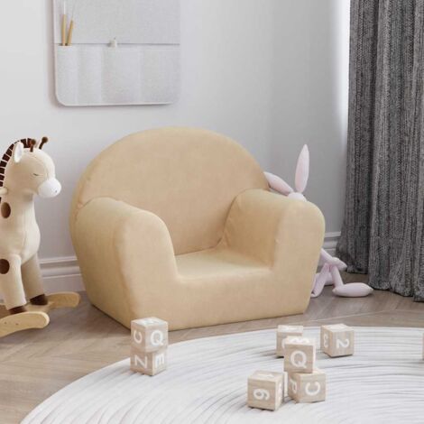 Kindersofa Creme Weicher Plüsch vidaXL