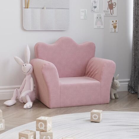 Kindersofa Rosa Weich Plüsch vidaXL
