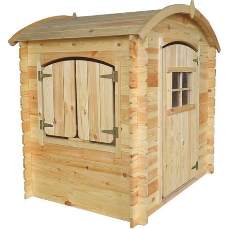 Kinderspielhaus aus Holz OHNE BÖDEN - Spielhaus im Freien für Kinder - B112xL146xH145 cm/1,1m2 Gartenspielhaus - Timbela M505-1