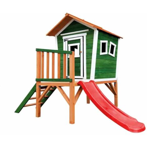 Kinderspielhaus Outdoor Toys Niké 2,21 m² von 175x131x205 cm mit Veranda, Treppe und Rutsche