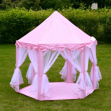 SKECTEN Kinderspielzelt/Prinzessinnenschloss/Puppenhaus tragbar und faltbar Φ140cm sechseckig geeignet für Familienstrand etc. (Pink)