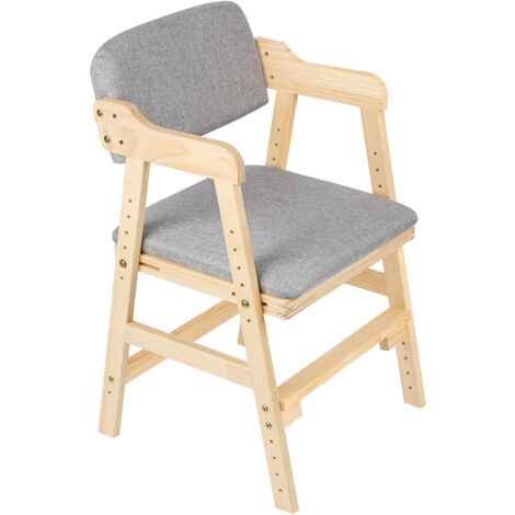 Kinderstuhl höhenverstellbar Stühlchen mit Armlehnen und Rückenlehne Kindersitzmöbel Sitzhocker Kinder aus holz Grau