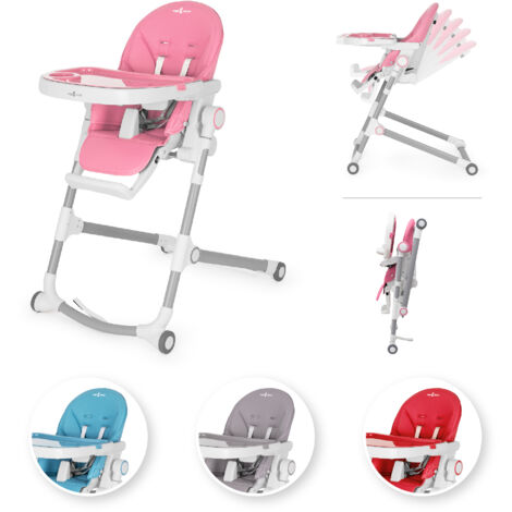 Kinderstuhl HUGO Babystuhl Kinder Hochstuhl Verstellbar Klappbar inkl. Spielebogen - Pink