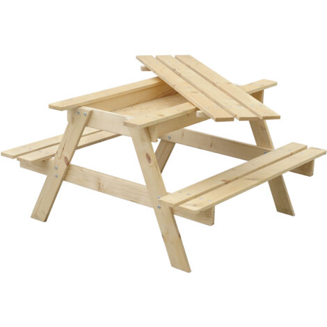 Kinderstuhlset aus Naturholz mit Sandkasten - H50 x 90 x 90 cm - TIMBELA M010-1