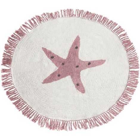 Kinderteppich STARS Cremeweiß ø 120 cm Baumwolle