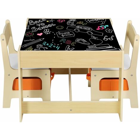 Kindertisch mit 2 Stühle Sitzgruppe mit Stauraum für Kinder WOLTU 3tlg. Kinder Sitzgruppe Waldtiere Tisch & Stuhlsets