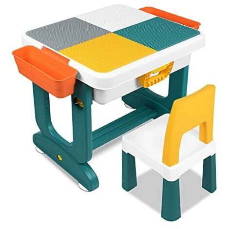Kindertisch mit Stühle Set Spieltisch für Kinder ab 3 Jahren mit Aufbewahrungsbox und Höheverstellbar Multifunktionaler Doppelseitiger - Typ A NAIZY