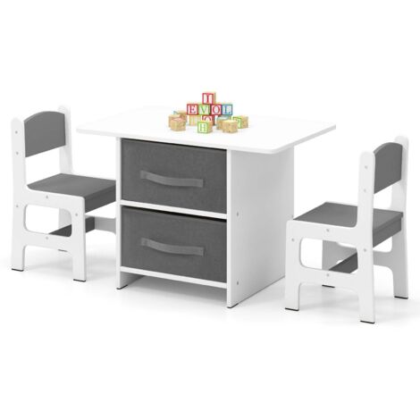 Kindertisch und 2 stuhle set mit aufbewahrungsbehaltern