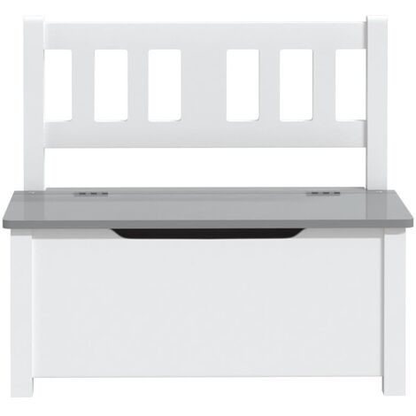 Kindertruhenbank Spielzeugkiste aus Holz 60 x 30 x 55 cm MDF - Weiß Beige