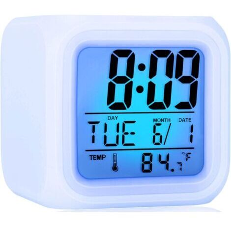 Kinderwecker LED-Digitaluhr 7 Farbwechsel Nachttischuhr mit Lichtern für Kinder und Erwachsene