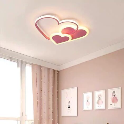 Kinderzimmer Deckenlamp, 52CM Dimmbare LED-Deckenleuchte Modern Kreative Liebe Herz Design Deckenlampe Mit Fernbedienung für Schlafzimmer Küche Esszimmer Badezimmer (Rosa)