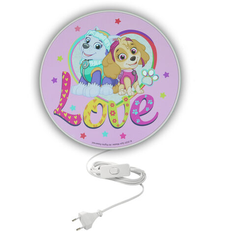 Kinderzimmer Wandlampe Ø 25cm in Rosa PAW PATROL die super Hunde