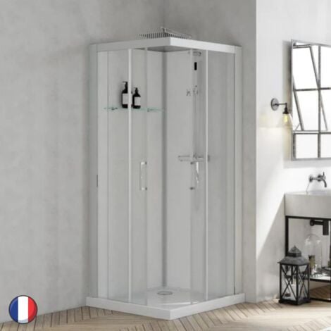 KINEDO Cabine de douche Brooklyn 120 X 90 Rectangle porte coulissante Gris