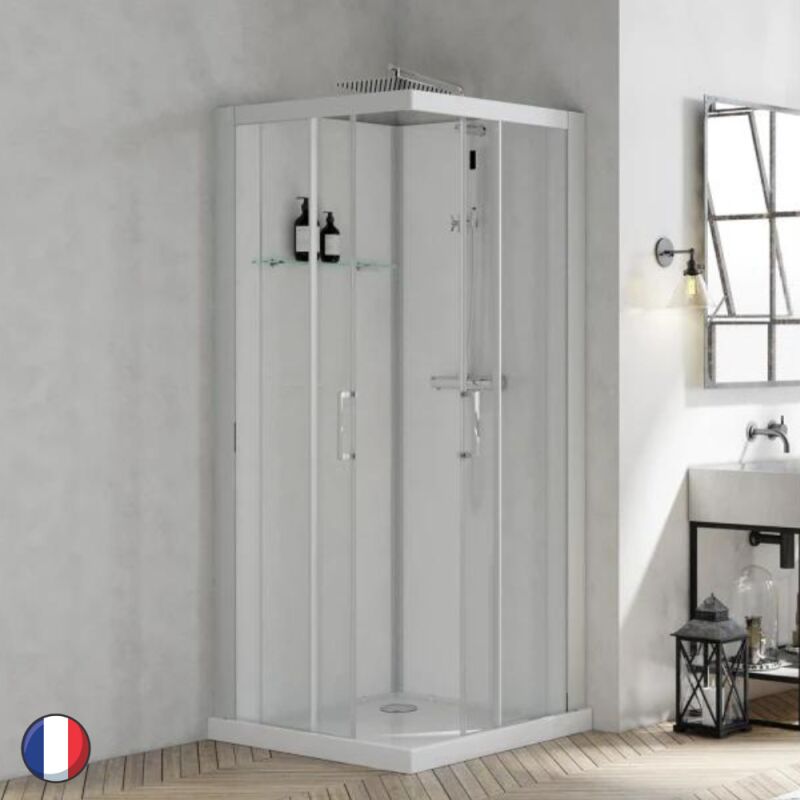 Kinedo - Cabine de douche Brooklyn 120 x 90 Rectangle porte coulissante Gris